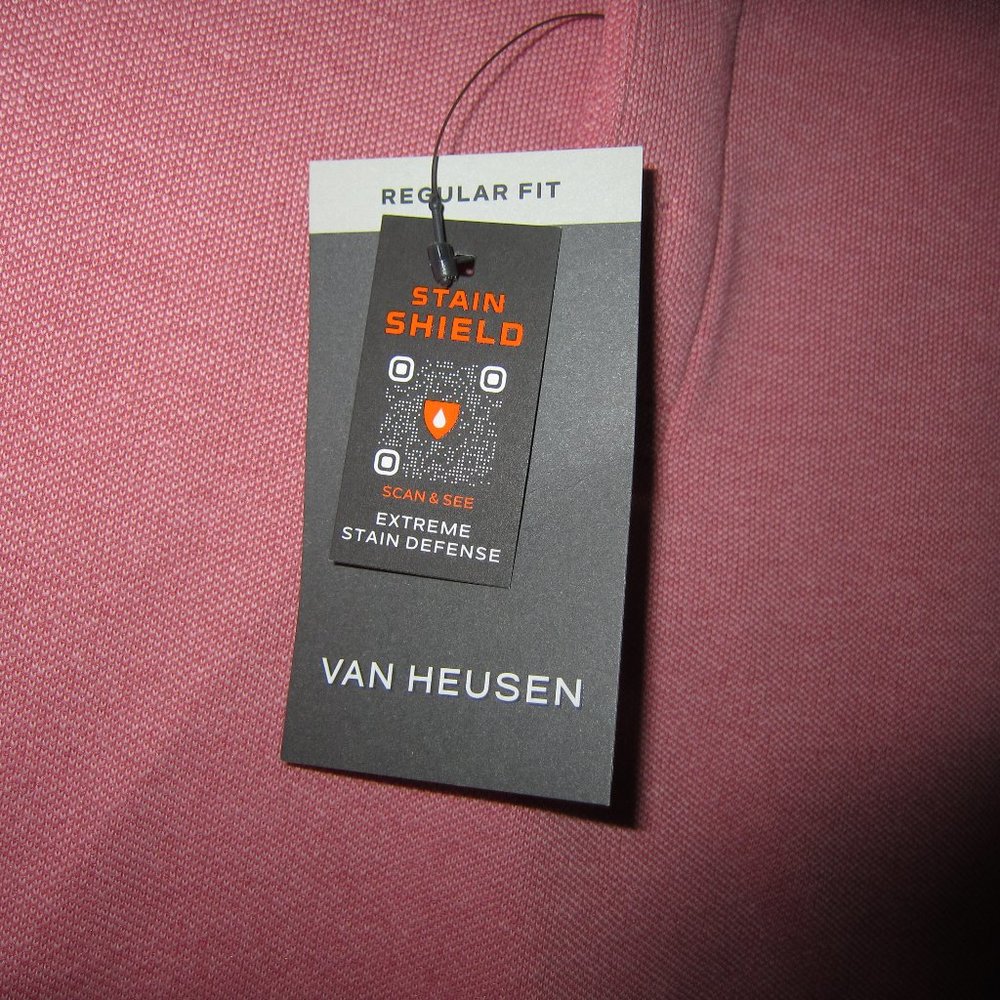 Van Heusen Polo Shirt Men's Regular Fit Stain Shield NEW Red - Picture 3 of 5